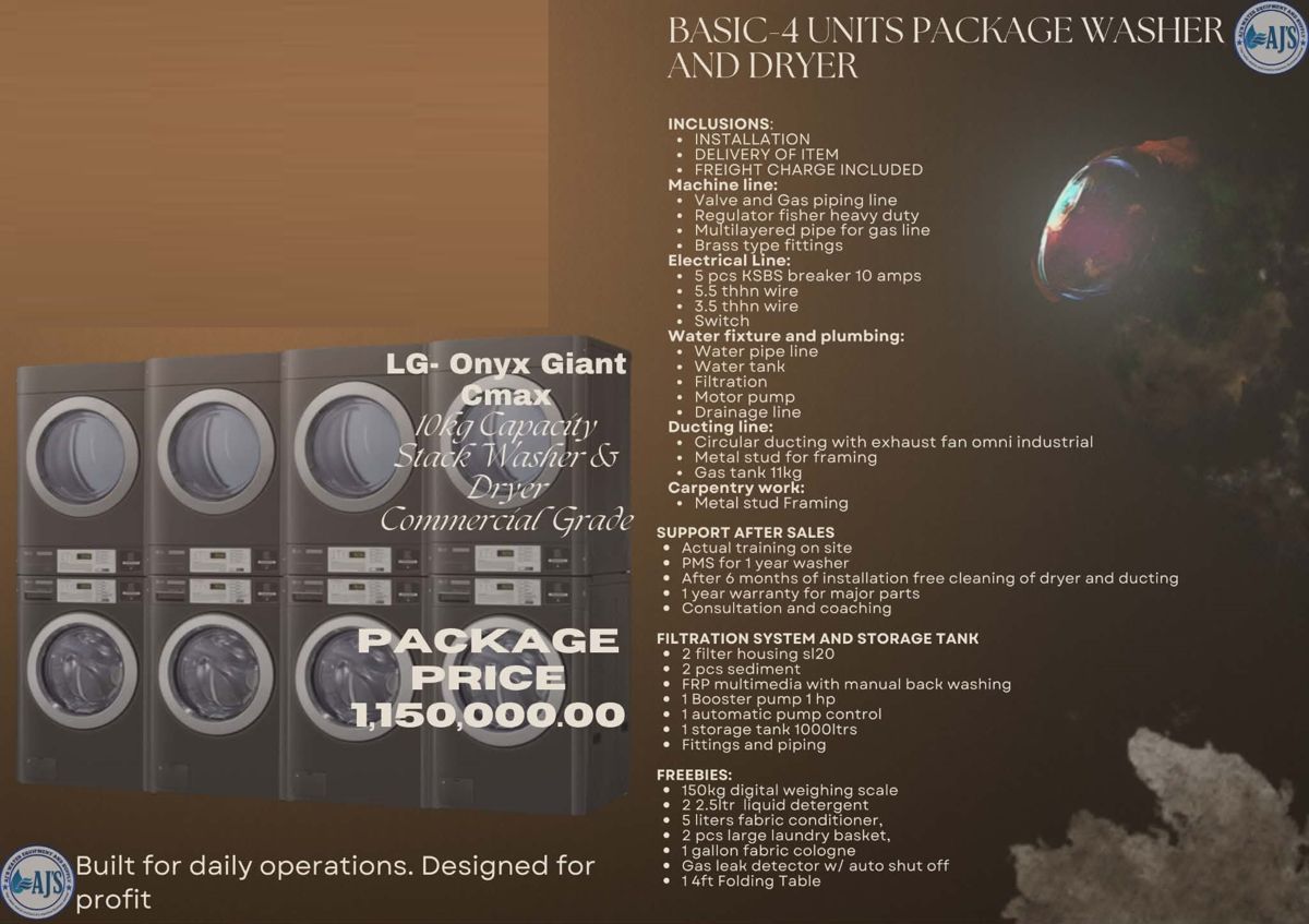 Basic 4-unit commercial washer and dryer laundry package