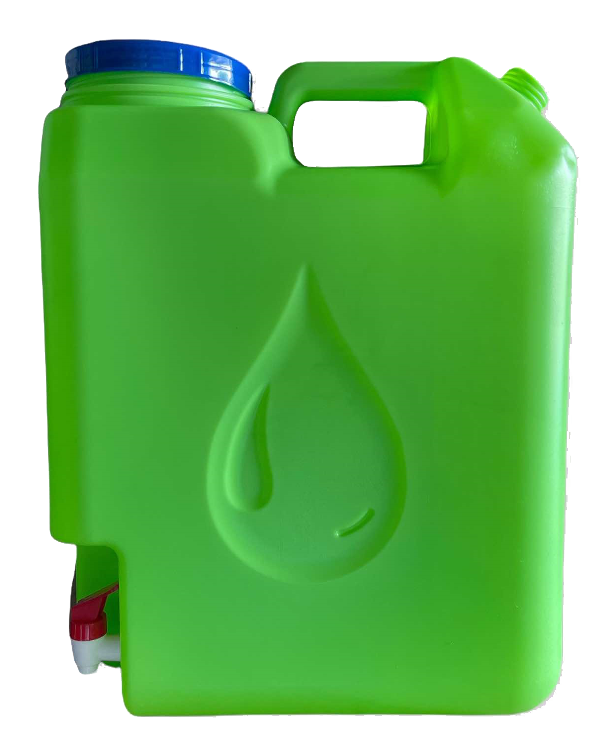 One Drop Slim water container in apple green, with faucet
