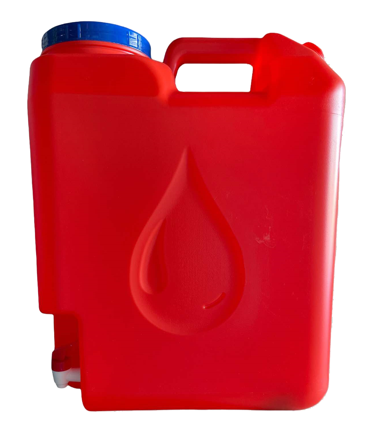 One Drop Slim water container in red, with tap