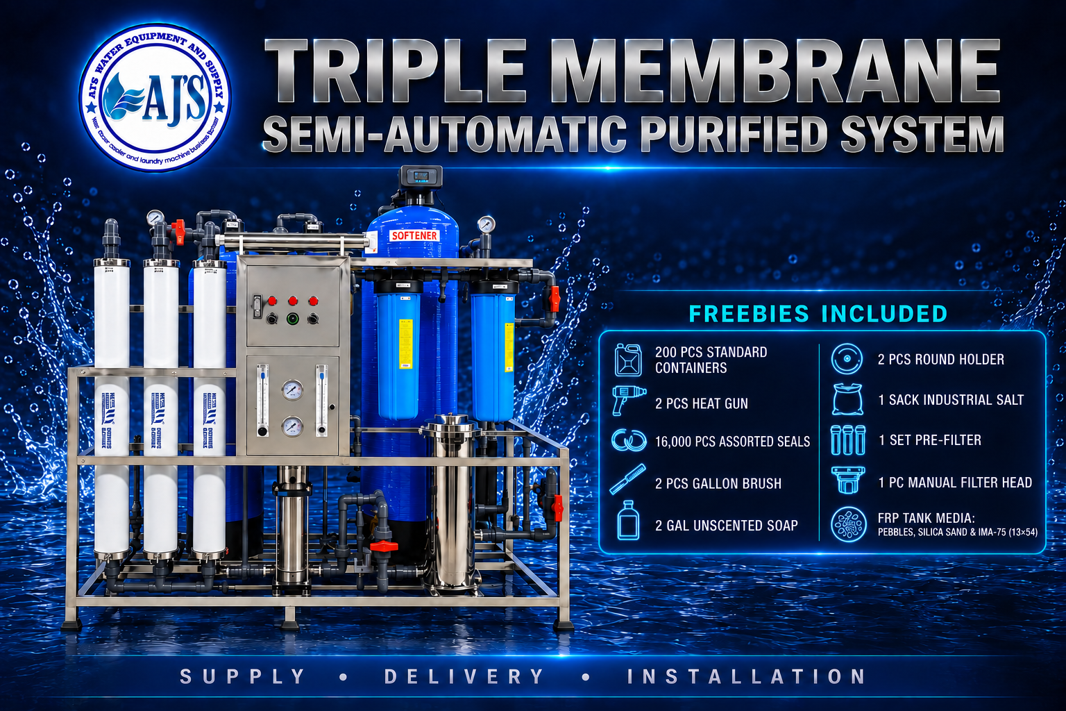 TRIPLE MEMBRANE SEMI- AUTOMATIC PURIFIED SYSTEM