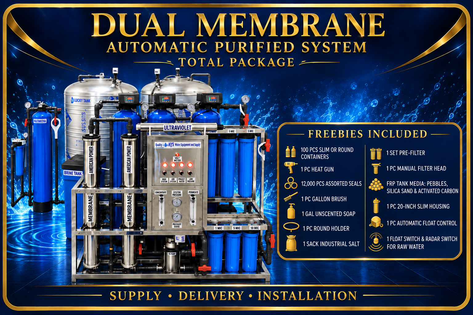 Dual Membrane Fully Automatic Purified water refilling package